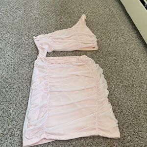 Beige mini cut out dress